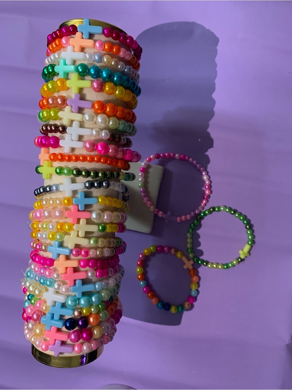 Multicolor Beaded Cross Stretch Bracelets - Brand: